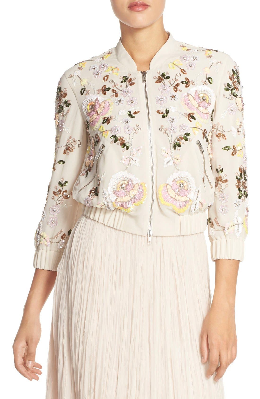 Needle & Thread Embellished Crepe Bomber Jacket Nordstrom