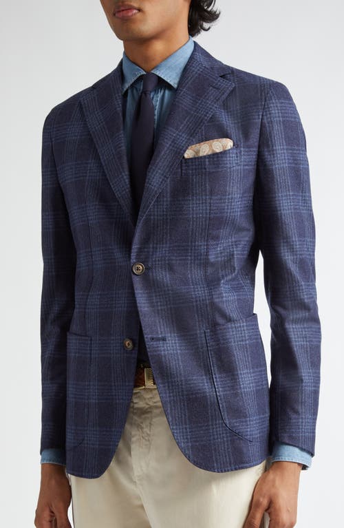 Eleventy Plaid Wool Blend Sport Coat In Blue