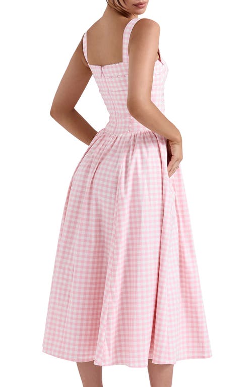 Shop House Of Cb Vivien Gingham Midi Dress In Rose Shadow