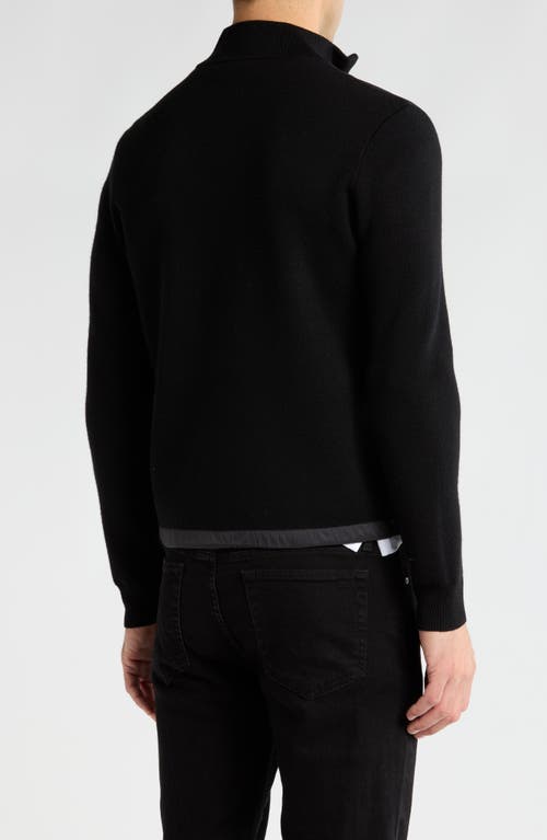 Bruno Magli Wool & Nylon Zip Jacket In Black