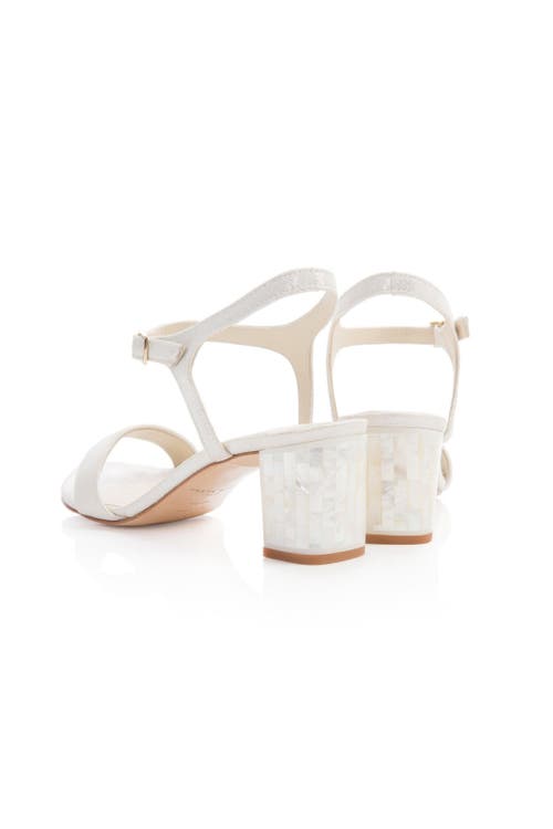 FREYA ROSE FREYA ROSE MARTINA MIDI IVORY ANKLE STRAP PEARL HEEL 