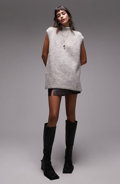 Topshop Fluffy Sweater Vest Stone at Nordstrom,