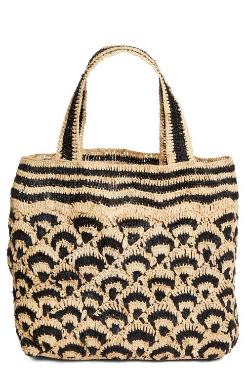 EILAF Madagascar Shell Crochet Raffia Tote in Black 