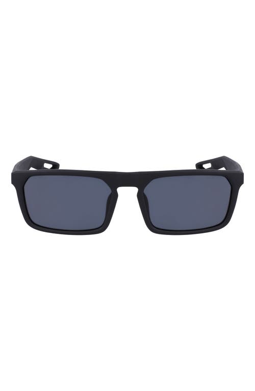Nike NV03 55mm Rectangular Sunglasses in Matte Black/Dark Grey