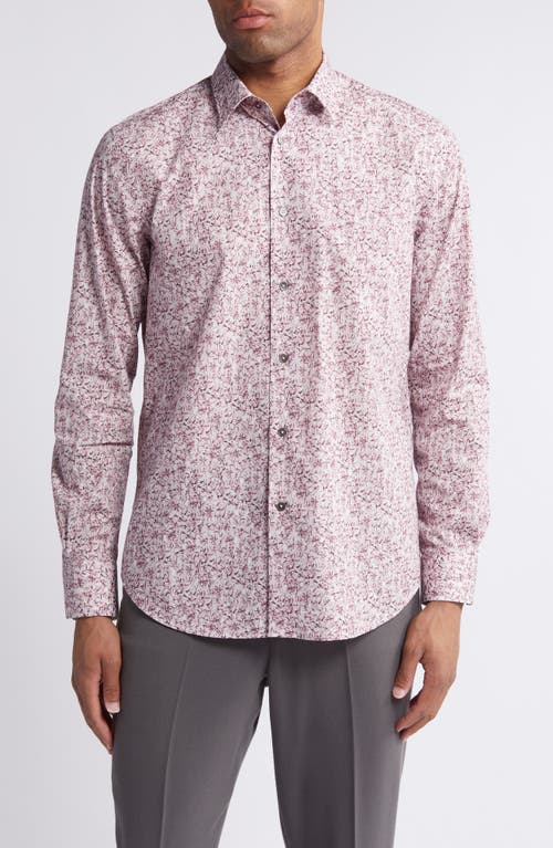 Paul Smith Tailored Fit Floral Organic Cotton Dress Shirt in Pink at Nordstrom, Size 17