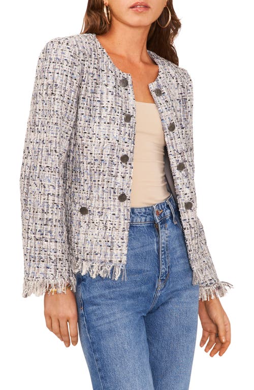 Double Breasted Crop Tweed Jacket in Alloy