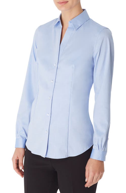 Solid Button-Up Cotton Shirt in Blue