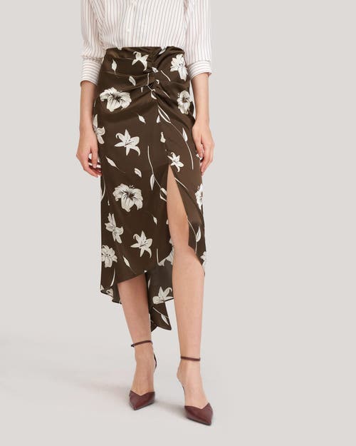 Lilysilk Vintage Midi Silk Floral Printed Skirt For Women In Lily White