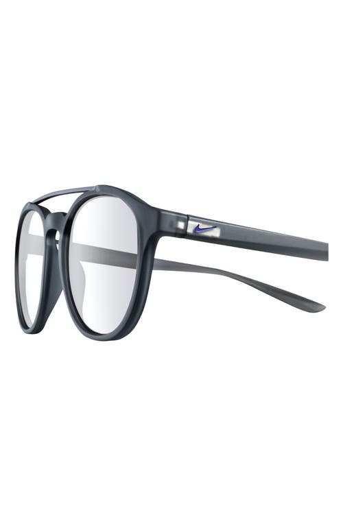 Nike Kismet 54mm Round Blue Light Blocking Glasses In Matte Cool Grey/blue Light