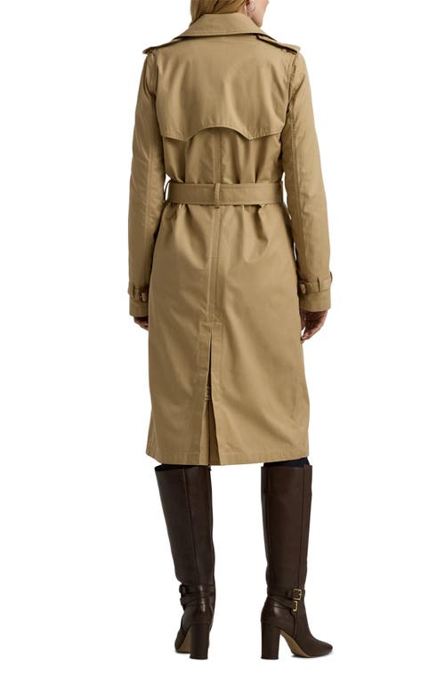 Shop Ralph Lauren Lauren Water Repellent Belted Twill Trench Trench Coat In Birch Tan