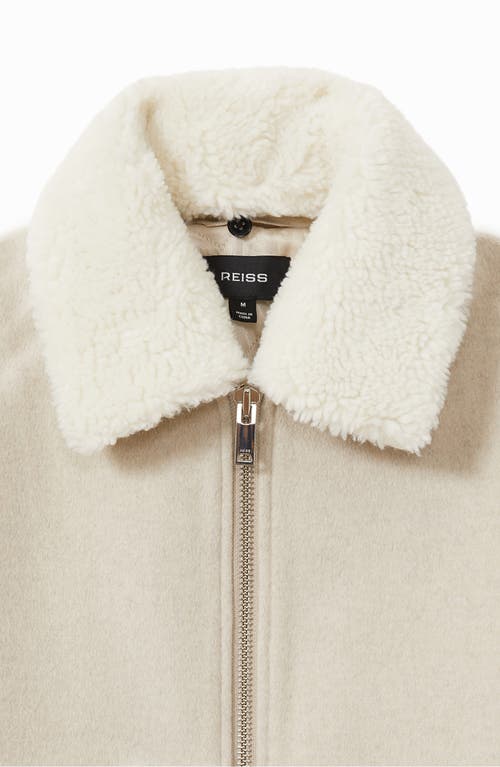REISS REISS ANDREW WOOL BLEND JACKET WITH FAUX SHEARLING COLLAR