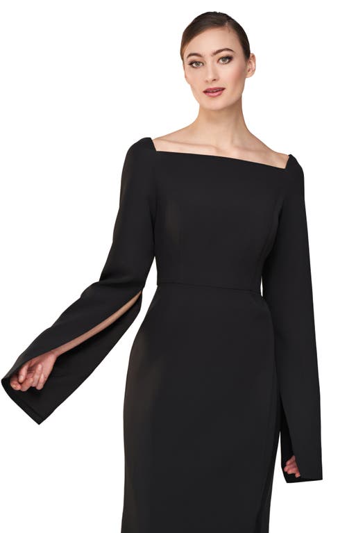 Shop Kay Unger Katerina Long Sleeve Column Gown In Black