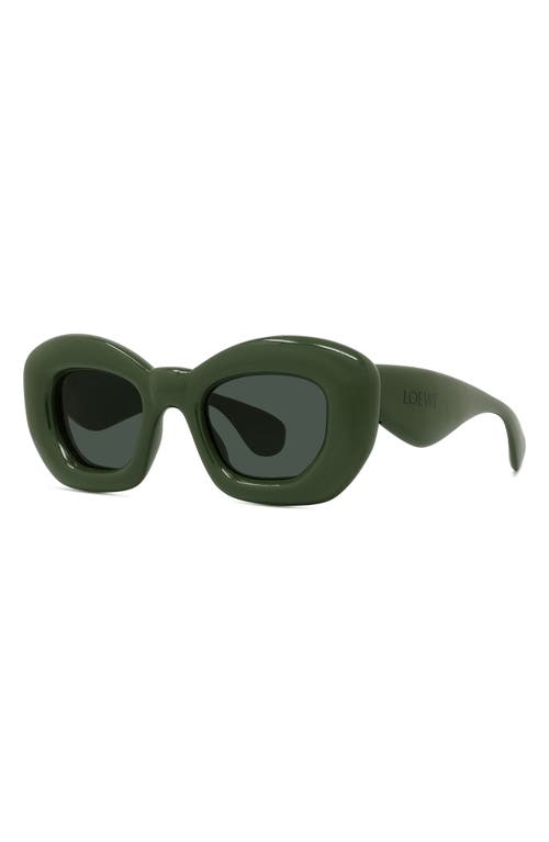 Shop Loewe Inflated 47mm Butterfly Sunglasses In Shiny Dark Green/green