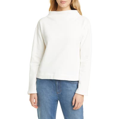 Eileen Fisher Funnel Neck Organic Cotton Top, White