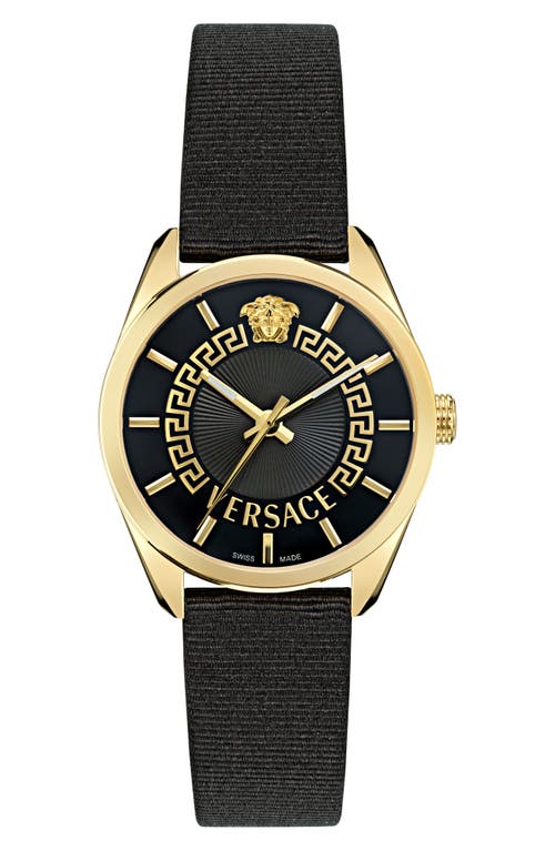 Versace New V-circle Fabric Strap Watch, 36mm In Ip Yellow Gold