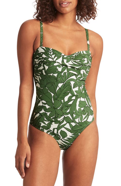 Sea Level Twist Front One-Piece Swimsuit in Olive