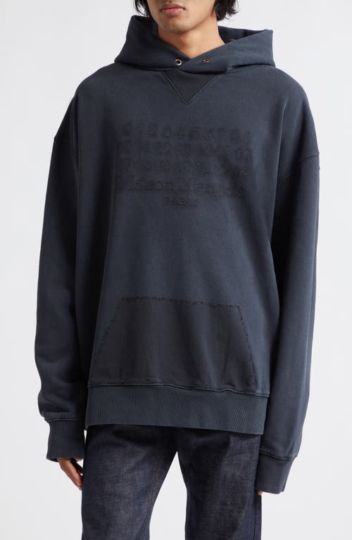 Maison Margiela Embroidered Cotton Hoodie Washed Black at Nordstrom,