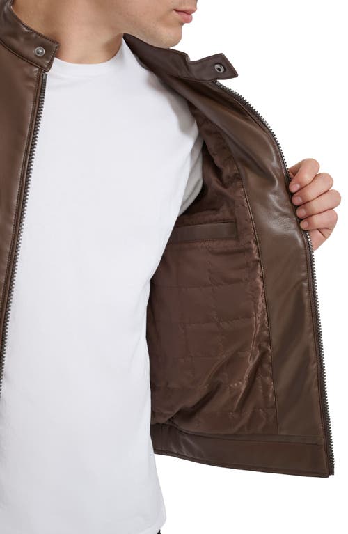 Kenneth Cole New York Faux Leather Moto Jacket In Brown