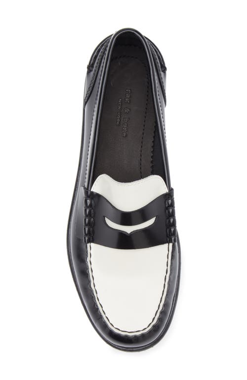Rag & Bone Carter Penny Loafer In Black/white