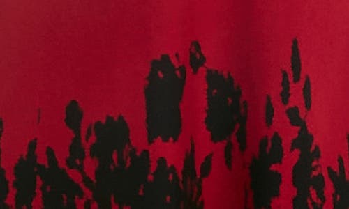 Nina Leonard Elbow Sleeve Fit & Flare Sweater Dress In Red/black