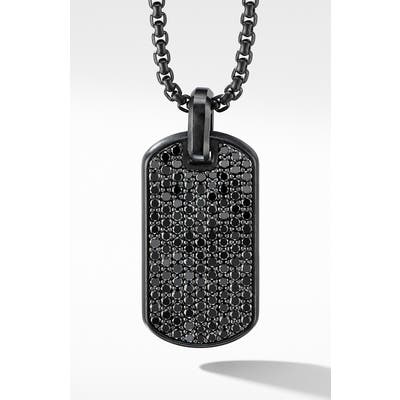 David Yurman Streamline Black Titanium Tag With Black Diamonds
