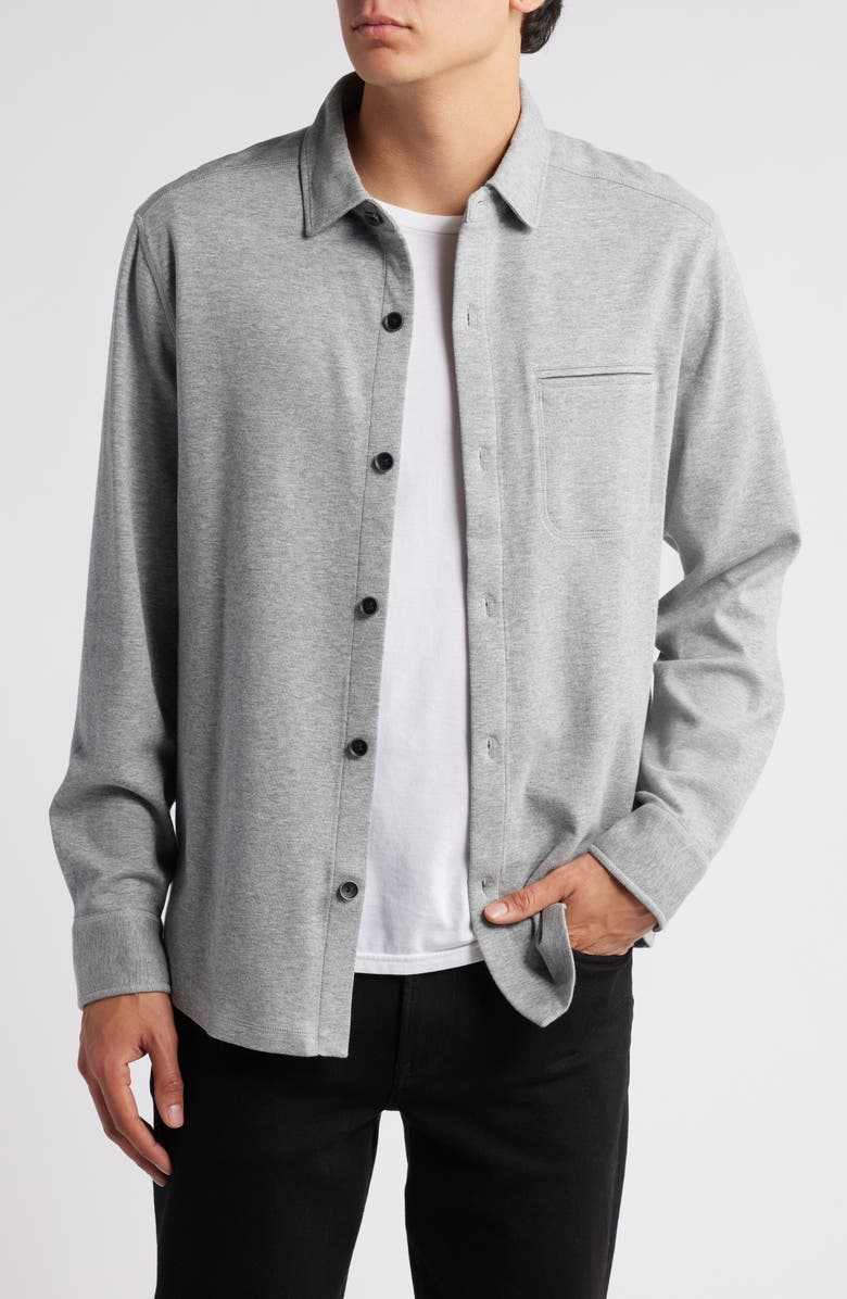 Robert Barakett Paolo Cotton Mélange Overshirt, Main, color, Light Grey