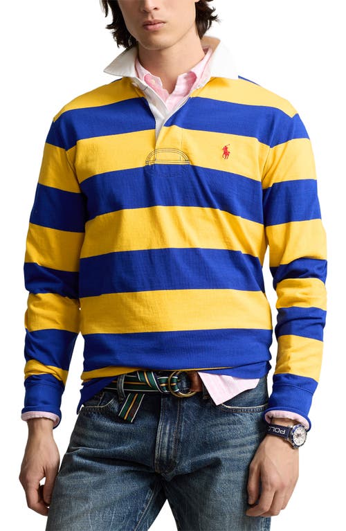 Shop Polo Ralph Lauren Stripe Cotton Rugby Shirt In Arctic Yellow/classic Azure