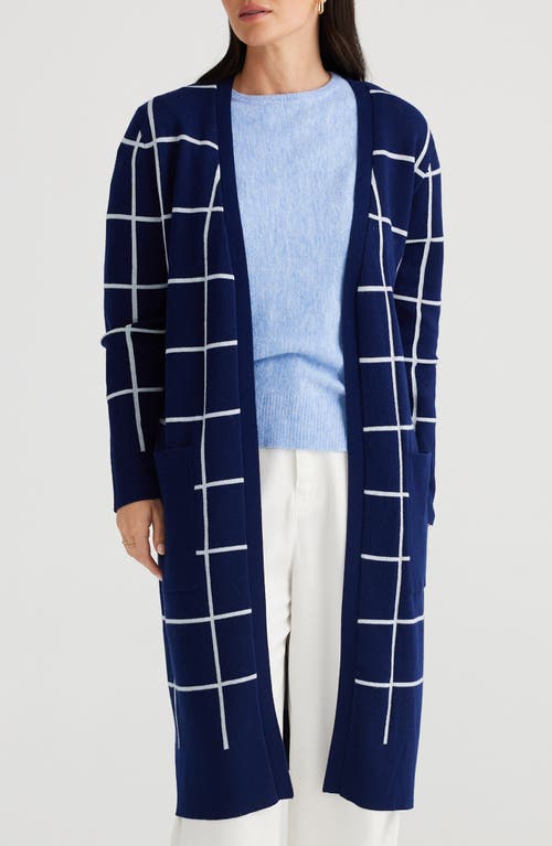 Brave+True St. Moritz Grid Cardigan in Navy 