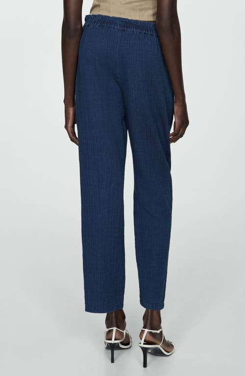 Mango Women's Elastic Waist Cotton Pants In Night Blue