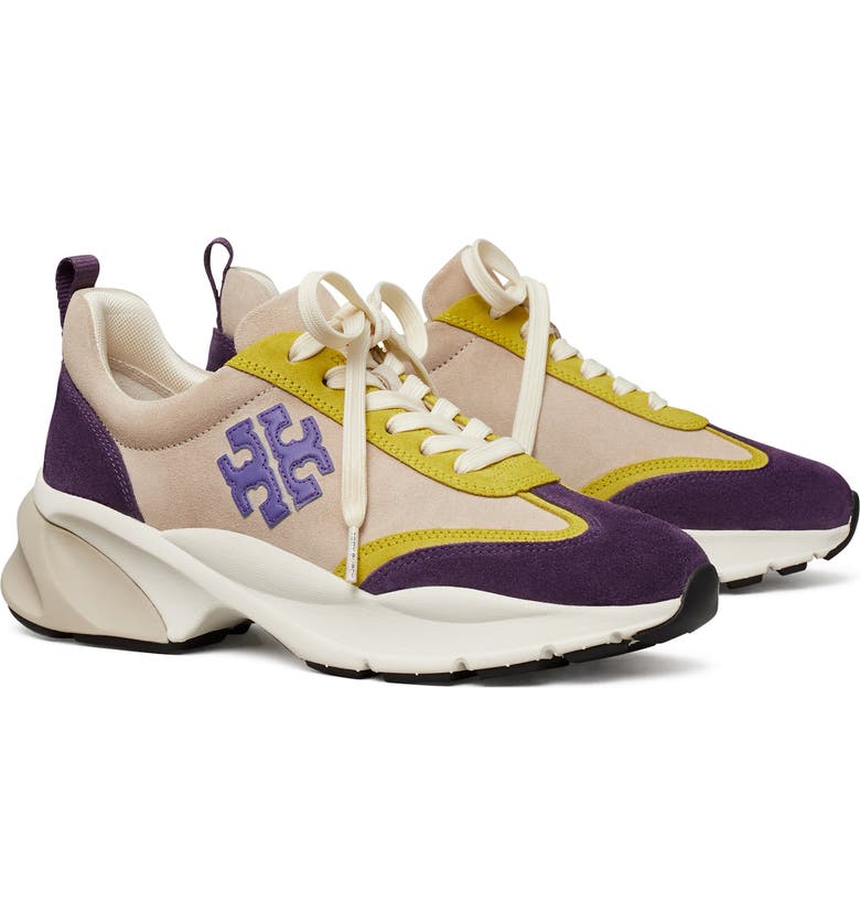 TORY BURCH Good Luck Trainer Sneaker, Main, color, NEW CREAM / PURPLE / PURPLE