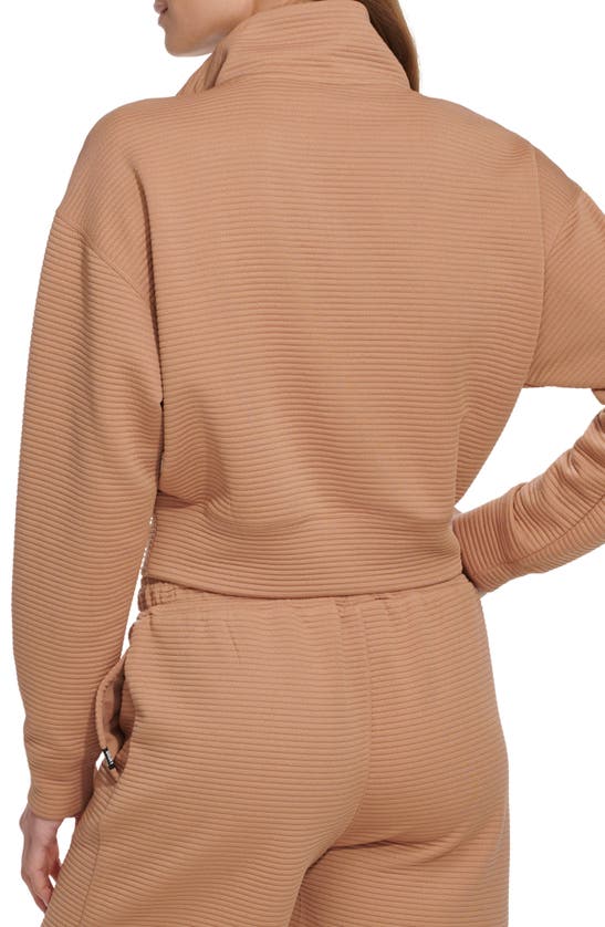 Dkny Ottoman Half-zip Crop Pullover In Praline