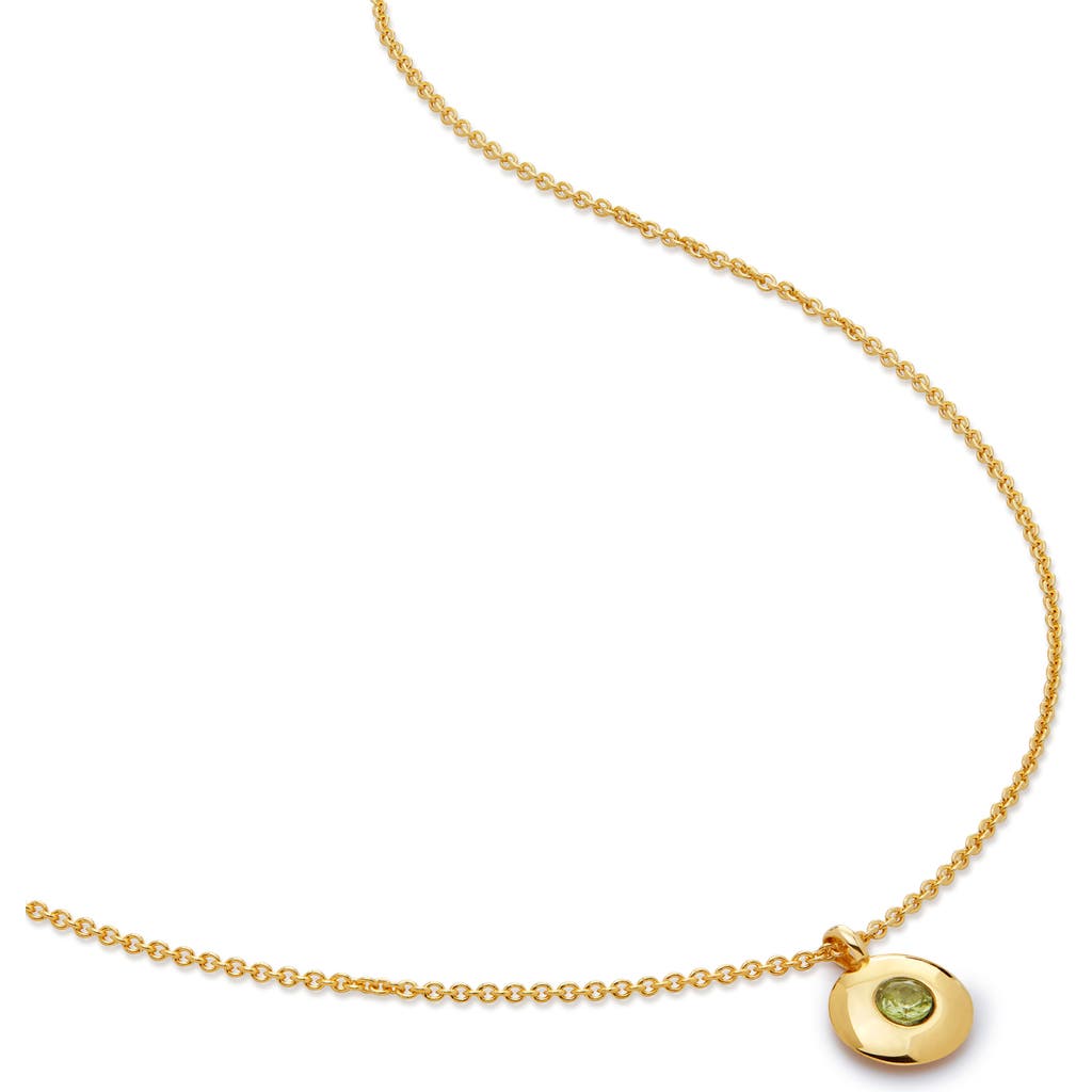 Monica Vinader August Birthstone Peridot Pendant Necklace In Gold