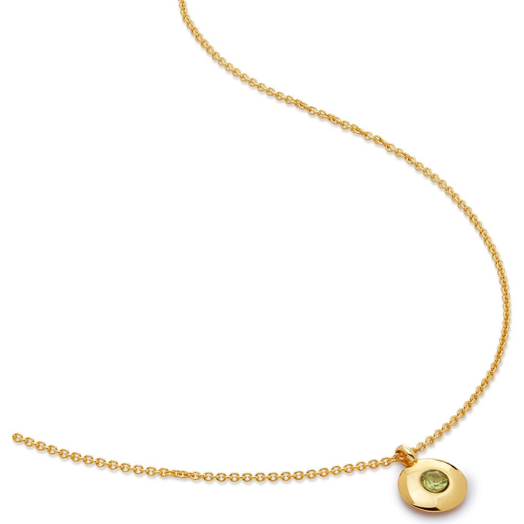 Monica Vinader August Birthstone Peridot Pendant Necklace In 18k Gold Vermeil/august