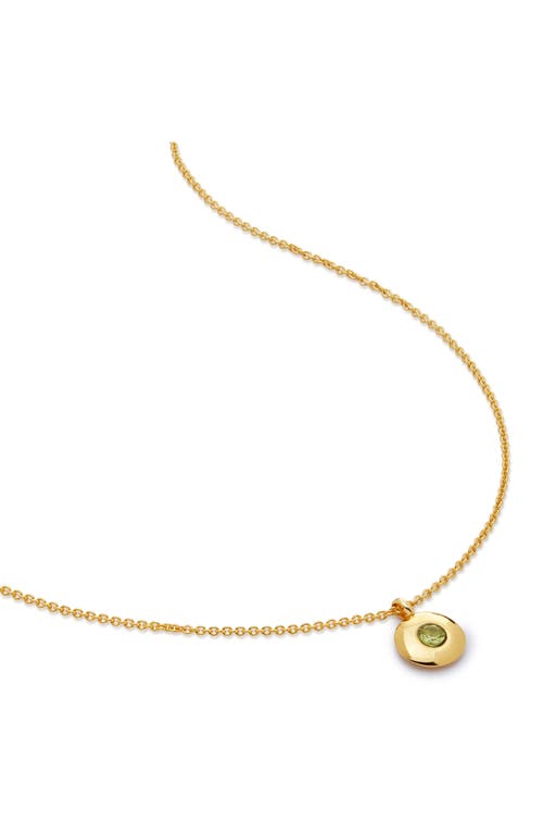 Monica Vinader August Birthstone Peridot Pendant Necklace in 18K Gold Vermeil/August at Nordstrom