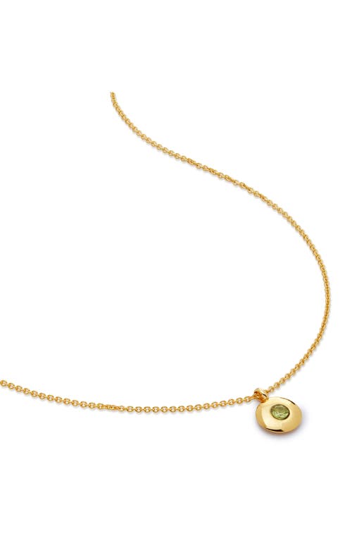 Monica Vinader August Birthstone Peridot Pendant Necklace In 18k Gold Vermeil/august