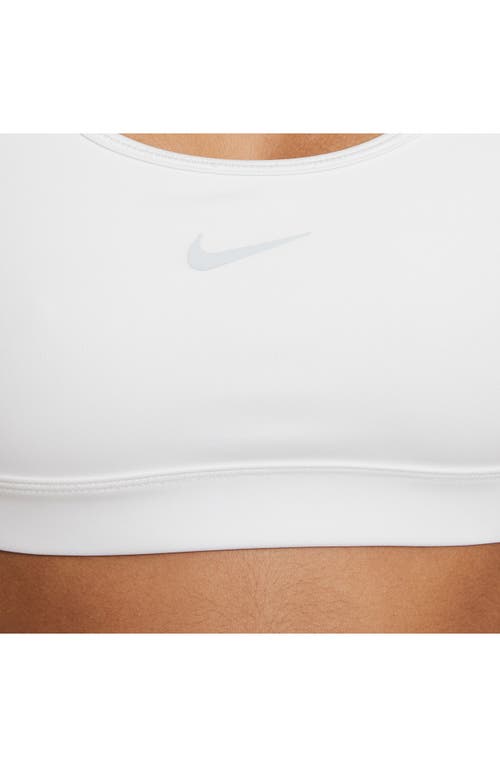 Shop Nike Kids' Dri-fit Racerback Sports Bra In White/pure Platinum