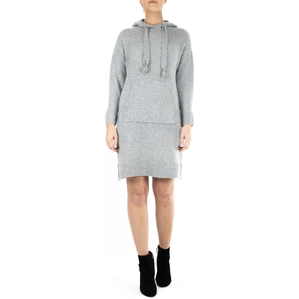 Nina Leonard Oversize Long Sleeve Hooded Sweater Dress In Light Grey