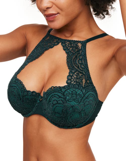 Adore Me Luiza Push Up Balconette Bra In Dark Green
