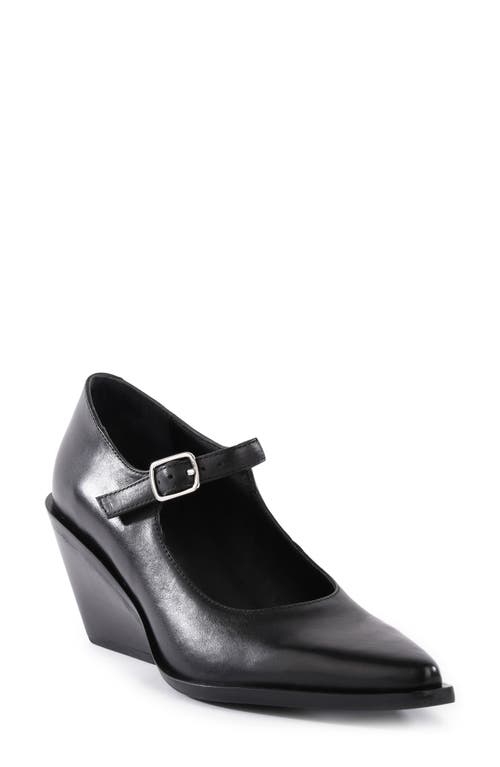 Seychelles Sparks Pointed Toe Mary Jane Pump in Black Leather 