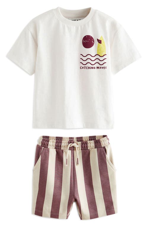 NEXT Kids' Catching Waves Graphic T-Shirt & Shorts Set Purple at Nordstrom,