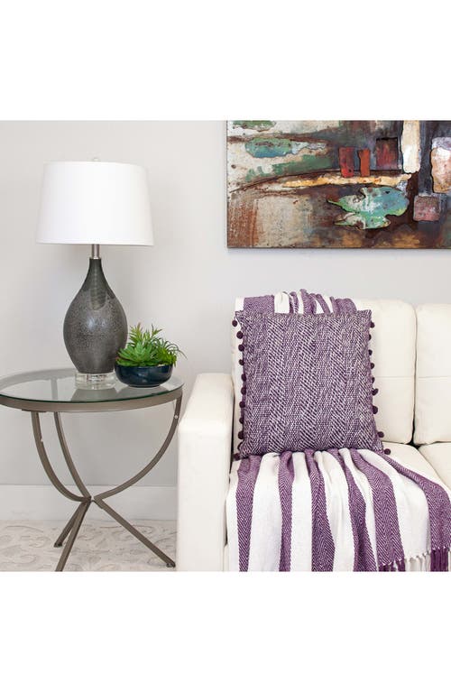 Parkland Collection Archee Stripe Fringe Trim Cotton Throw Blanket In Purple