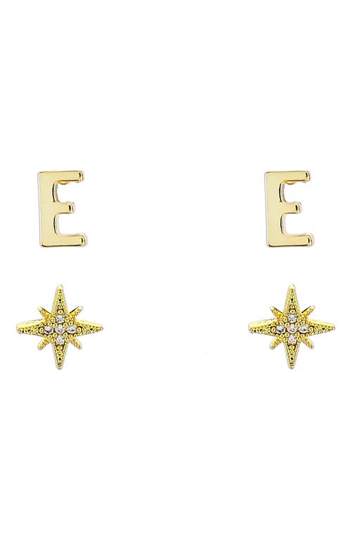 Initial Starburst Set of 2 Stud Earrings in Gold-E