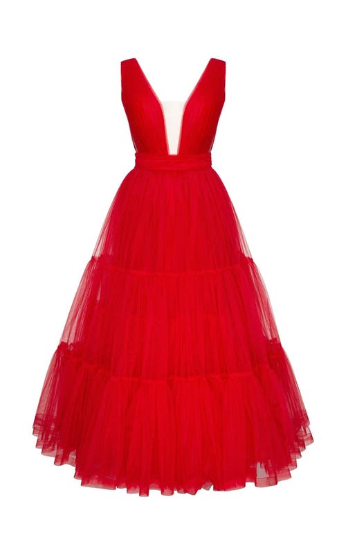 Shop Milla Red Tender Midi Plunging Neckline Cut Out Dress