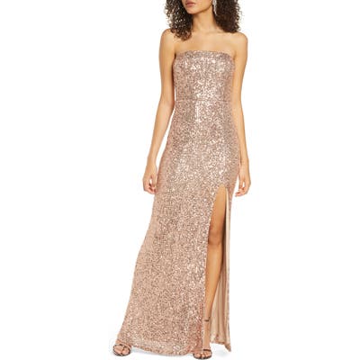 Lulus Lavish Lover Sequin Strapless Gown, Pink