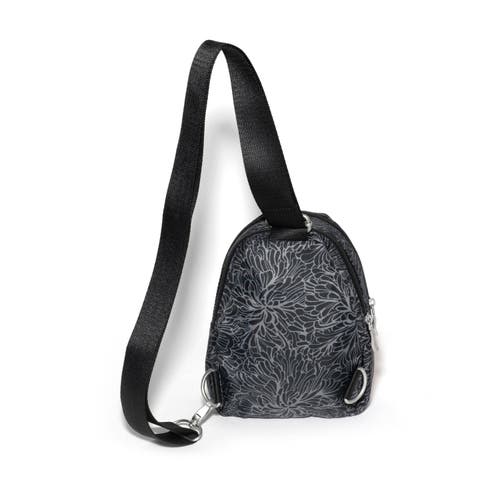 Baggallini Double Zip Mini Sling In Midnight Blossom