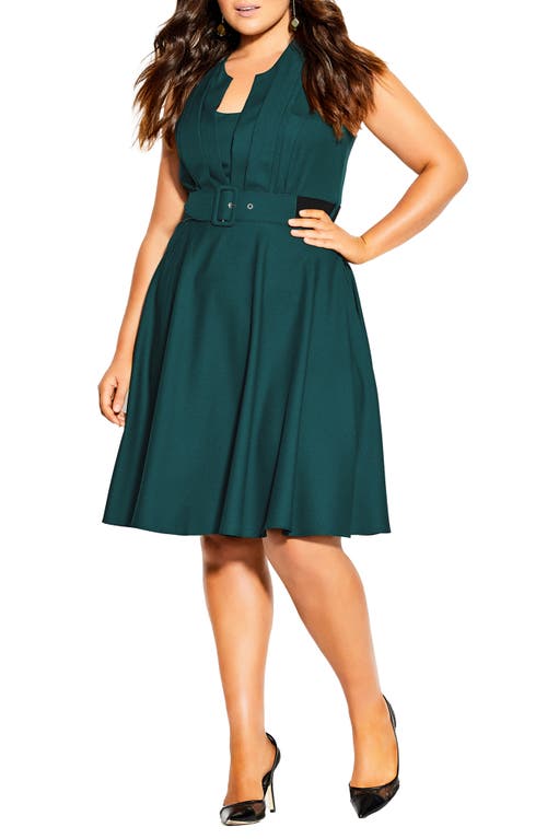 City Chic 'Vintage Veroni' Fit & Fare Dress in Sea Green