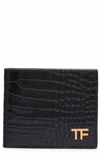 Saint Laurent East West Croc Embossed Leather Bifold Wallet