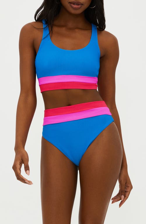 Shop Beach Riot Mackenzine Colorblock Bikini Top In Orchid Colorblock