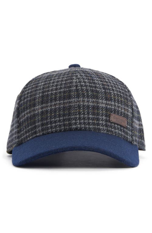 Shop Barbour Clyde Plaid Adjustable Tweed Baseball Cap In Navy/grey Plaid