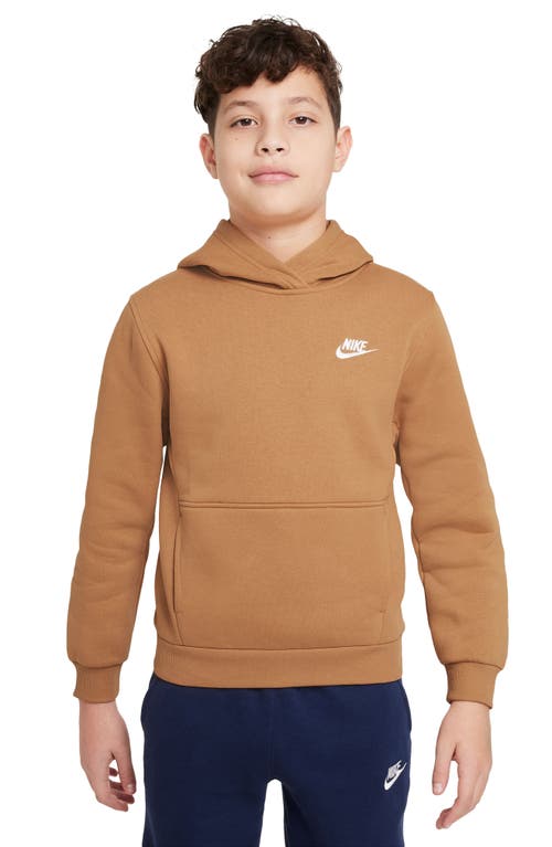 Shop Nike Kids' Club Fleece Hoodie In Flax/white